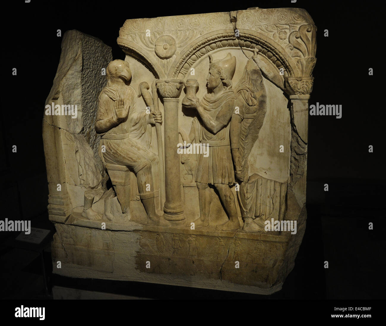 Fragment d'un sarcophage romain à remous. 2ème ANNONCE de siècle. En. À partir de la Crète (Grèce). Musée archéologique. Istanbul. La Turquie. Banque D'Images