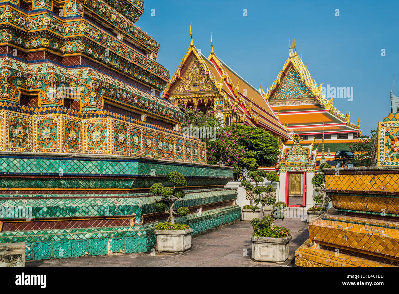 Détails de l'intérieur du temple Wat Pho temple Bangkok Thaïlande Banque D'Images