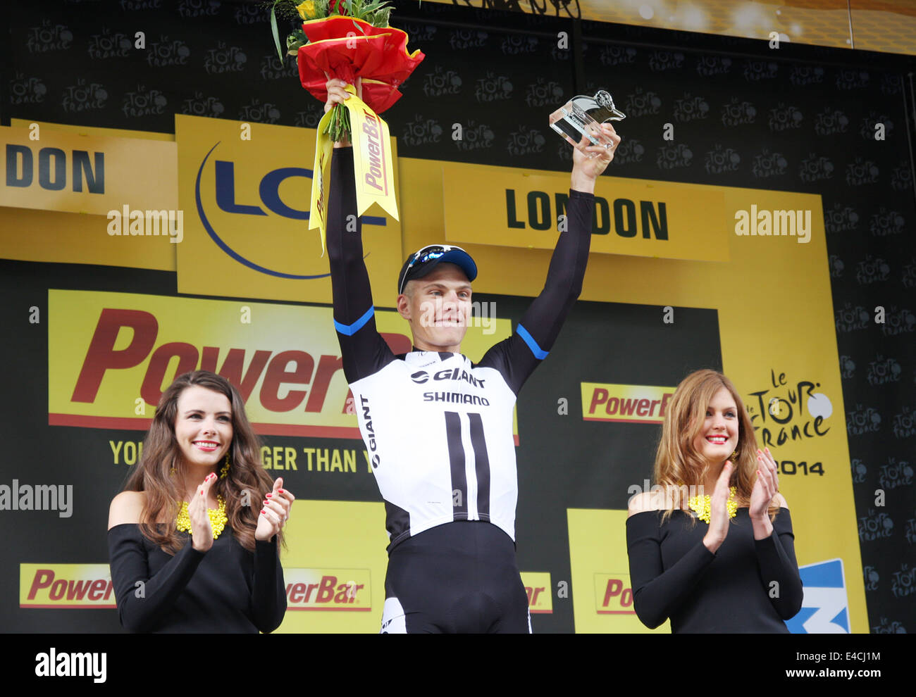 L'allemand Marcel Kittel de Team Giant-Shimano remporte l'étape trois Cambridge à Londres dans le Tour de France 2014 Banque D'Images