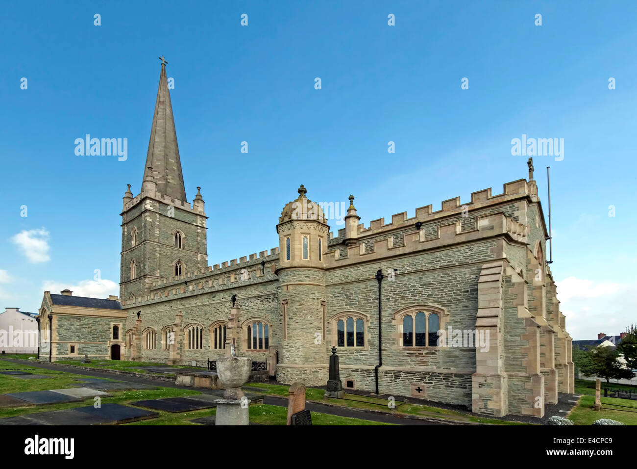 Cathédrale St Columb dans la ville fortifiée de Leicester, comté de Derry, Irlande du Nord, Royaume-Uni. Banque D'Images