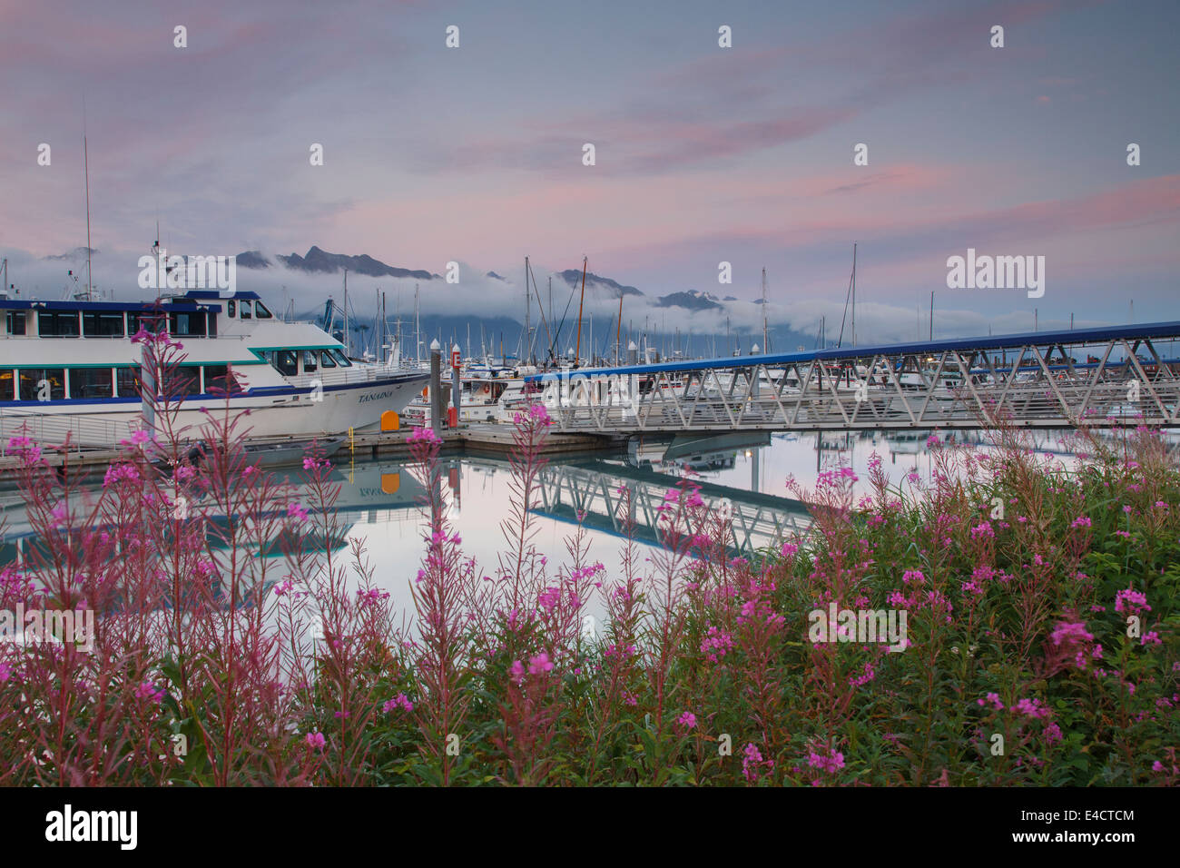 Petit bateau Seward Harbor à la tête de la résurrection Bay, Seward, Alaska. Banque D'Images