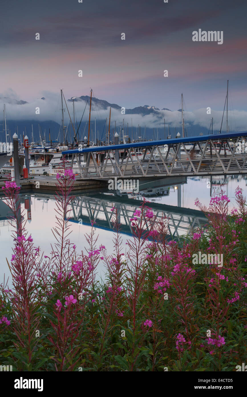 Petit bateau Seward Harbor à la tête de la résurrection Bay, Seward, Alaska. Banque D'Images