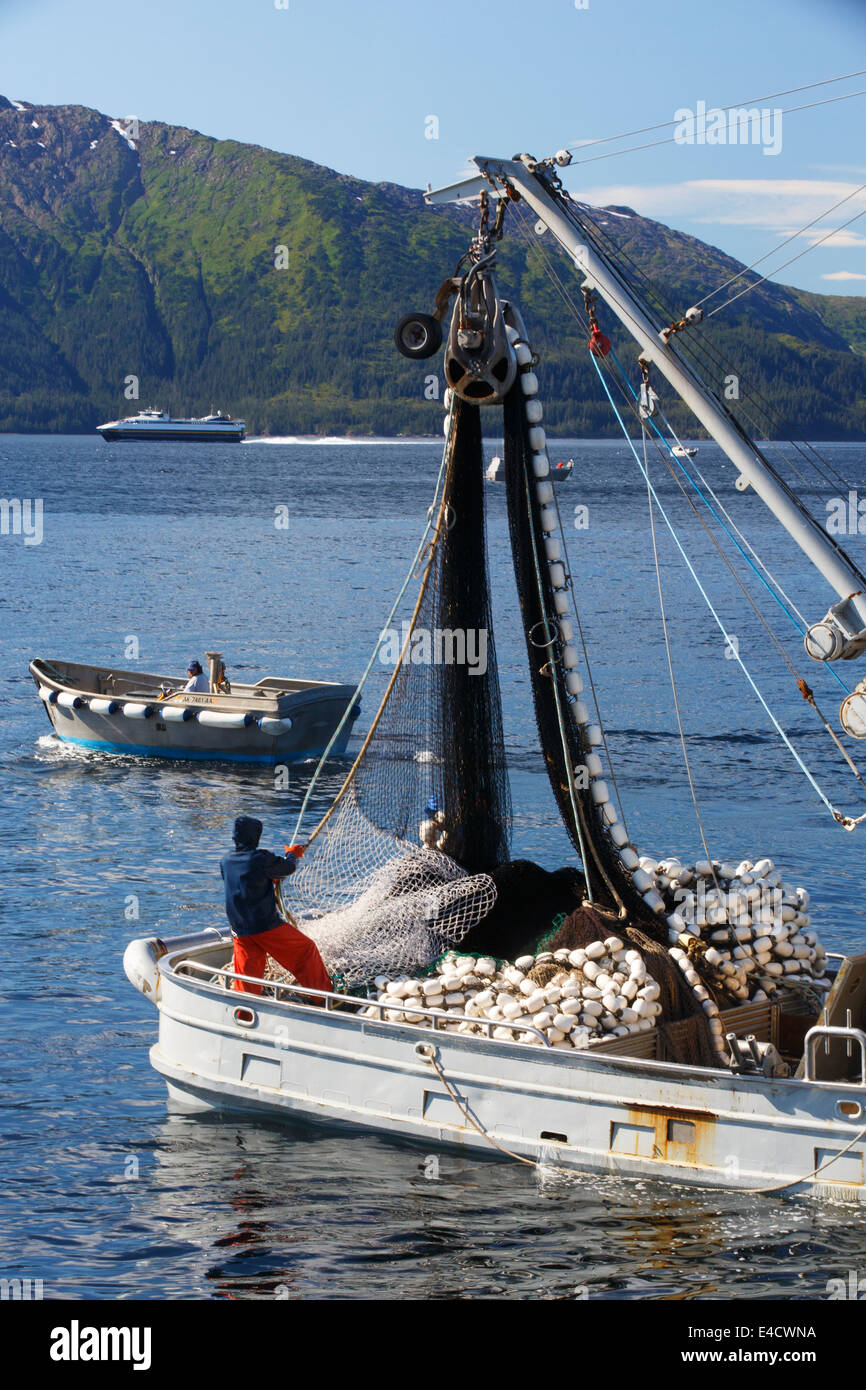 La pêche commerciale du saumon, Prince William Sound, Alaska, la Forêt Nationale de Chugach Banque D'Images