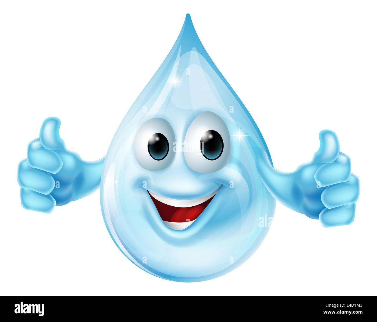 Une illustration d'une goutte d'eau cartoon mascot character donnant un coup de pouce Banque D'Images