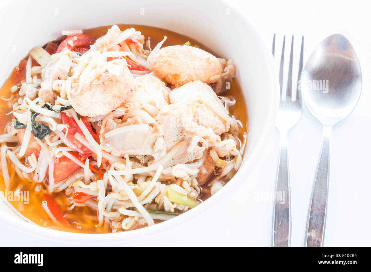 Sauter de haricot germé avec cuillère et fourchette, stock photo Banque D'Images