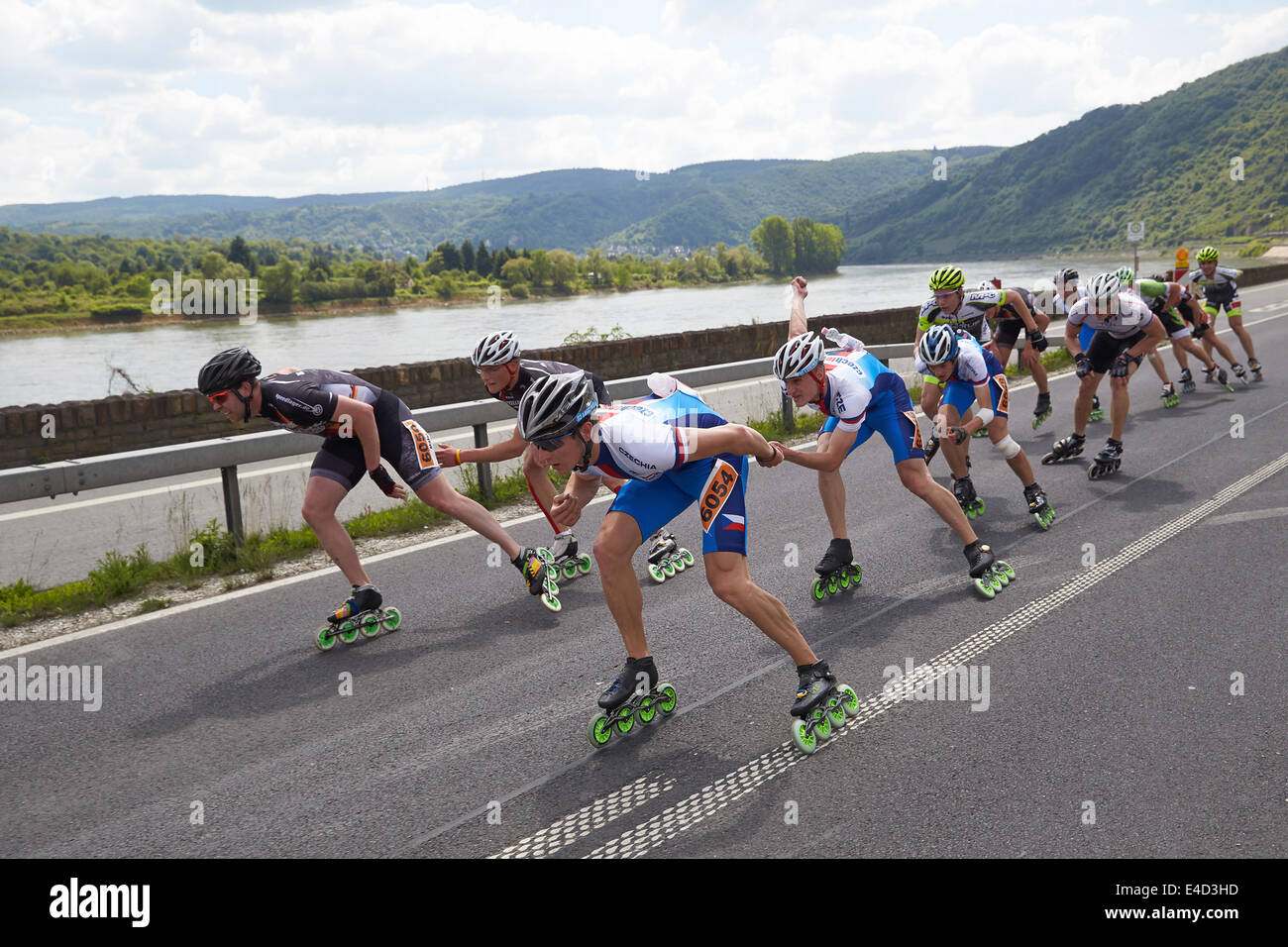 Le patinage de vitesse, Marathon 2014 du Rhin moyen, Koblenz, Rhénanie-Palatinat, Allemagne Banque D'Images