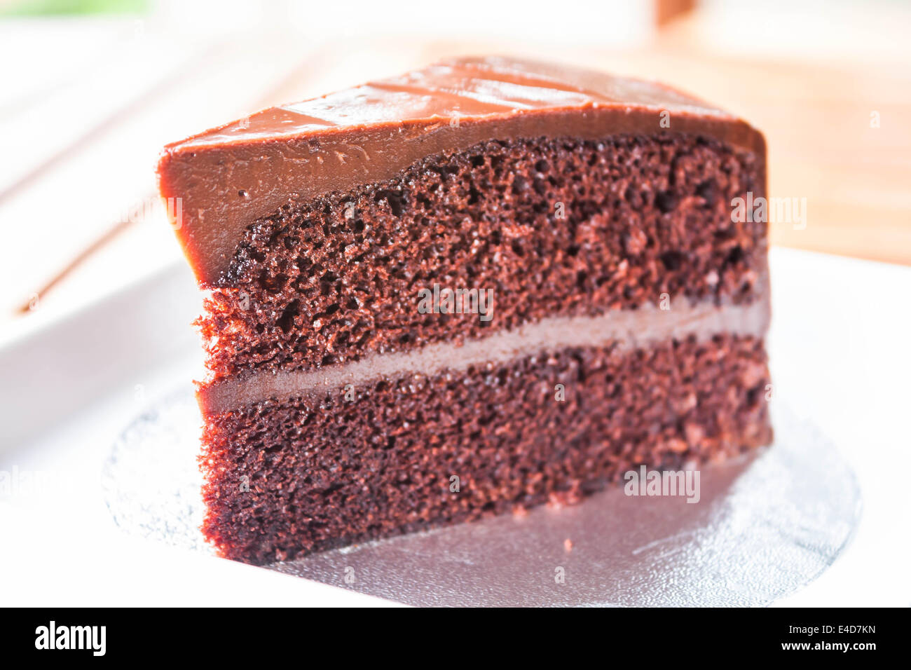 Partie de chocolat Gâteau mousseline de près Banque D'Images