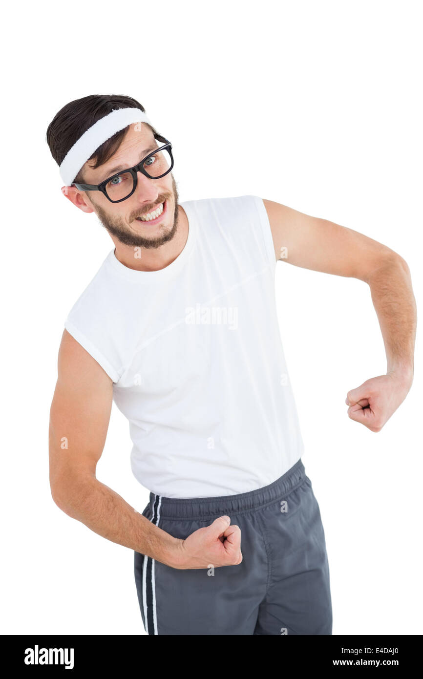 Hipster geek posing in sportswear Photo Stock - Alamy