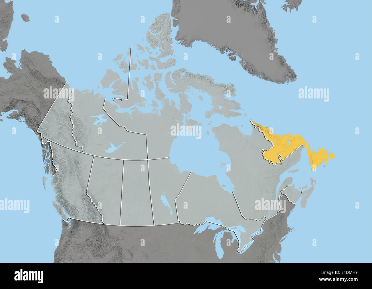 Province De Terre Neuve Et Labrador Canada Carte En Relief Photo Stock Alamy