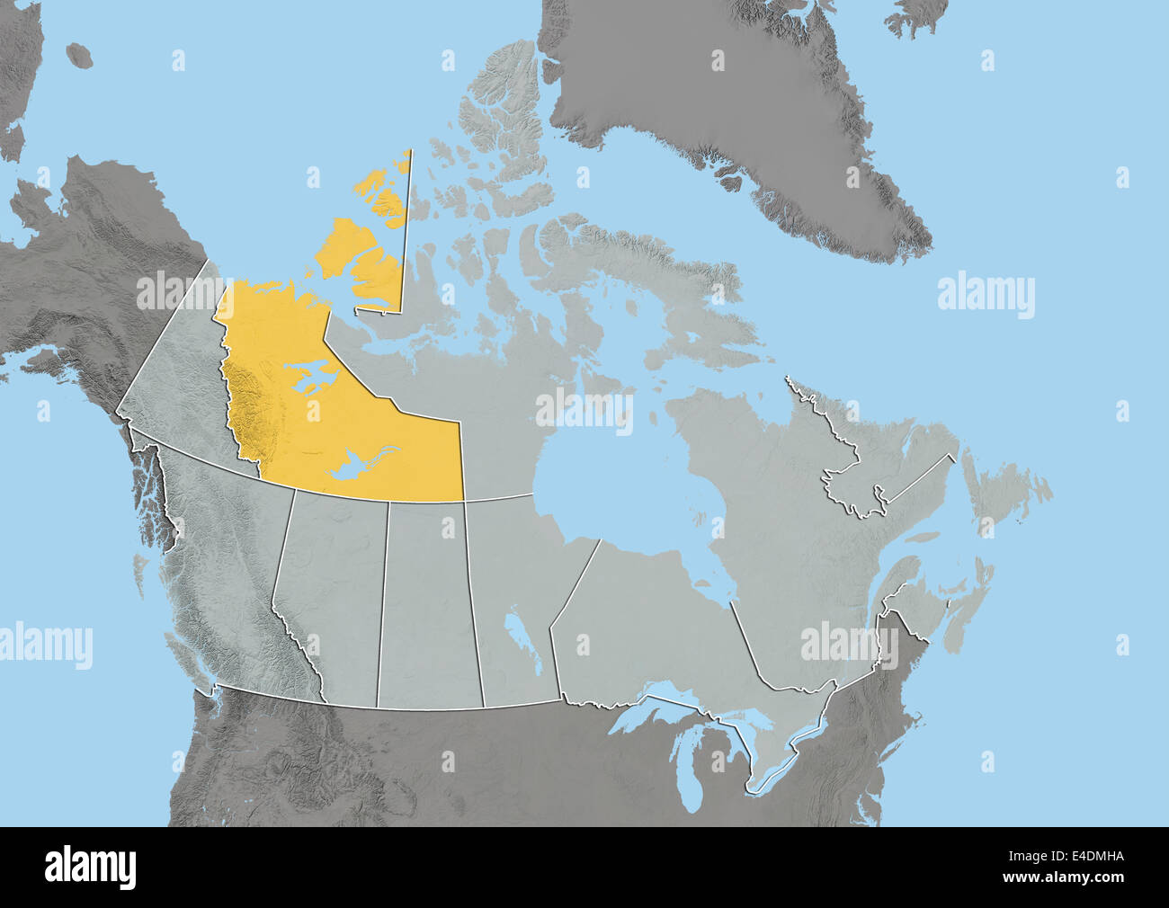 Territoires du Nord-Ouest, Canada, carte en relief Banque D'Images