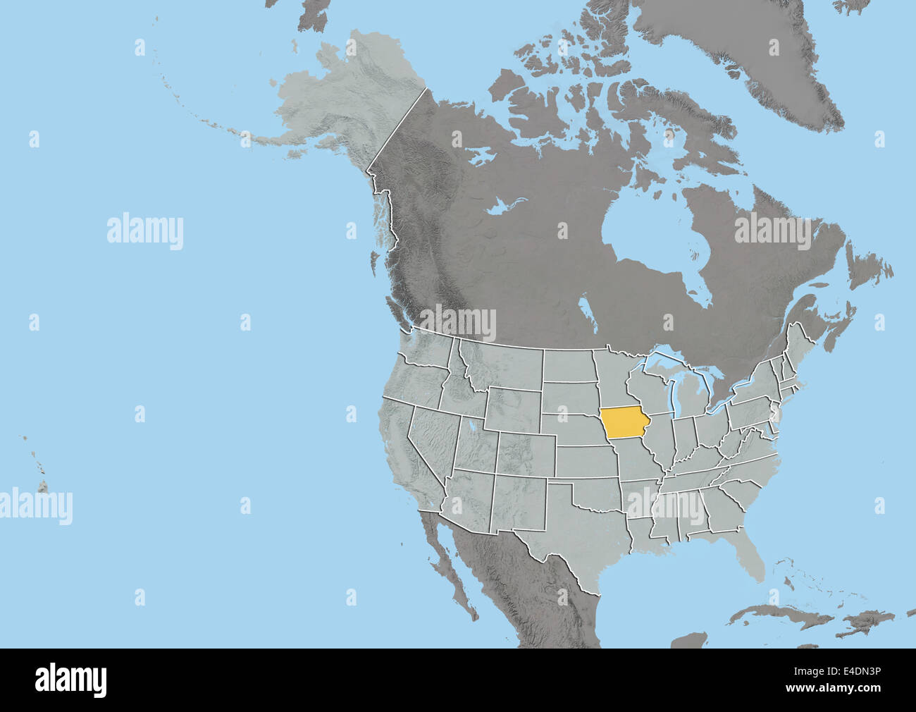 État de l'Iowa, États-Unis, carte en relief Banque D'Images