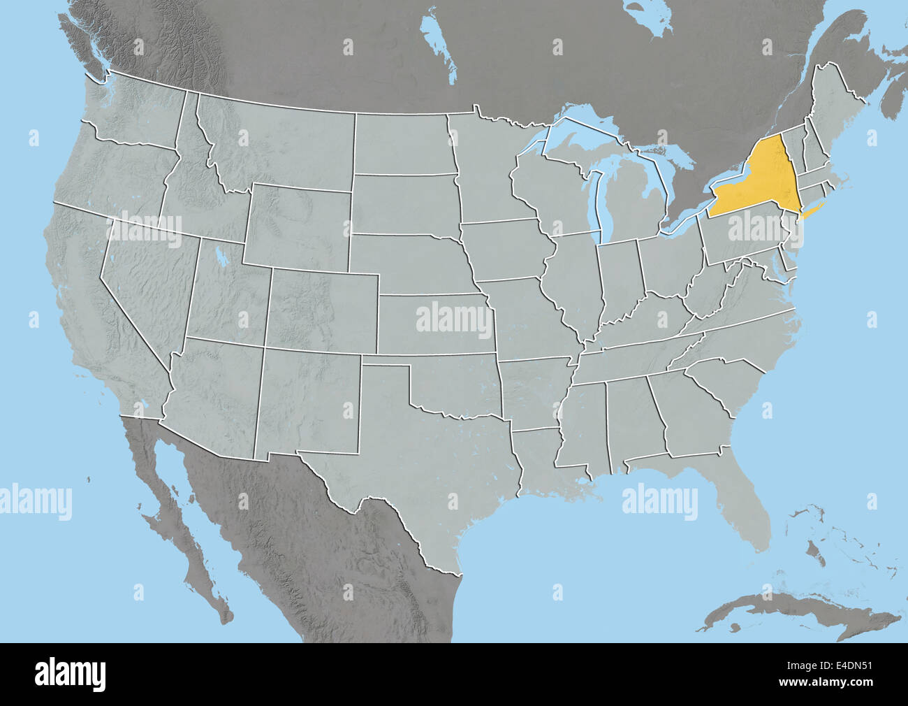 État de New York, Etats-Unis, carte en relief Banque D'Images