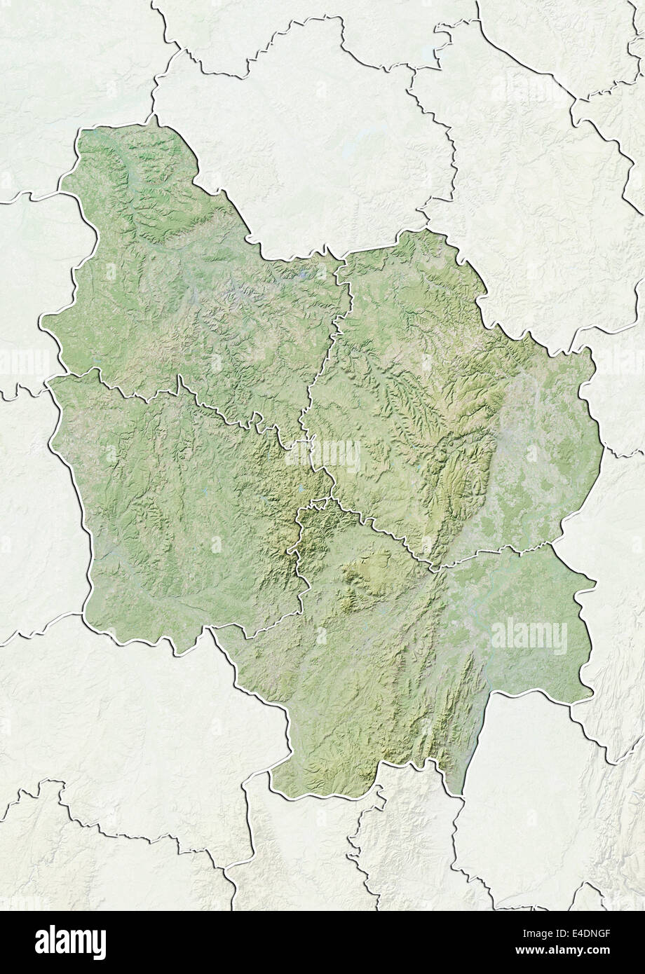 Région de Bourgogne, France, carte en relief Banque D'Images