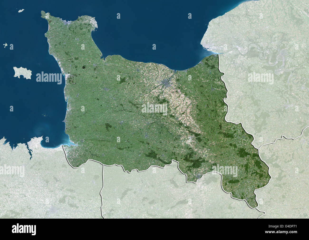 Région de Basse-Normandie, France, True Color Image satellite Banque D'Images