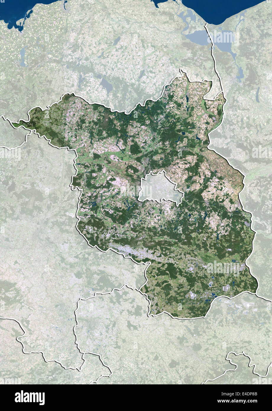 Land de Brandebourg, Allemagne, True Color Image satellite Banque D'Images