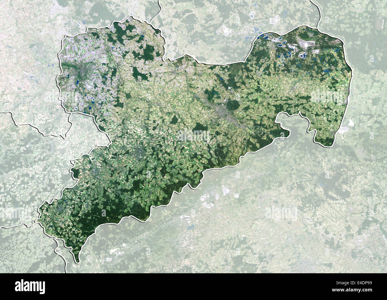 Etat de Saxe, Allemagne, True Color Image satellite Banque D'Images