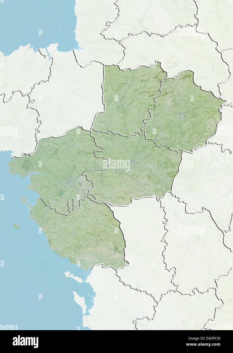 Région Pays de la Loire, France, carte en relief Banque D'Images