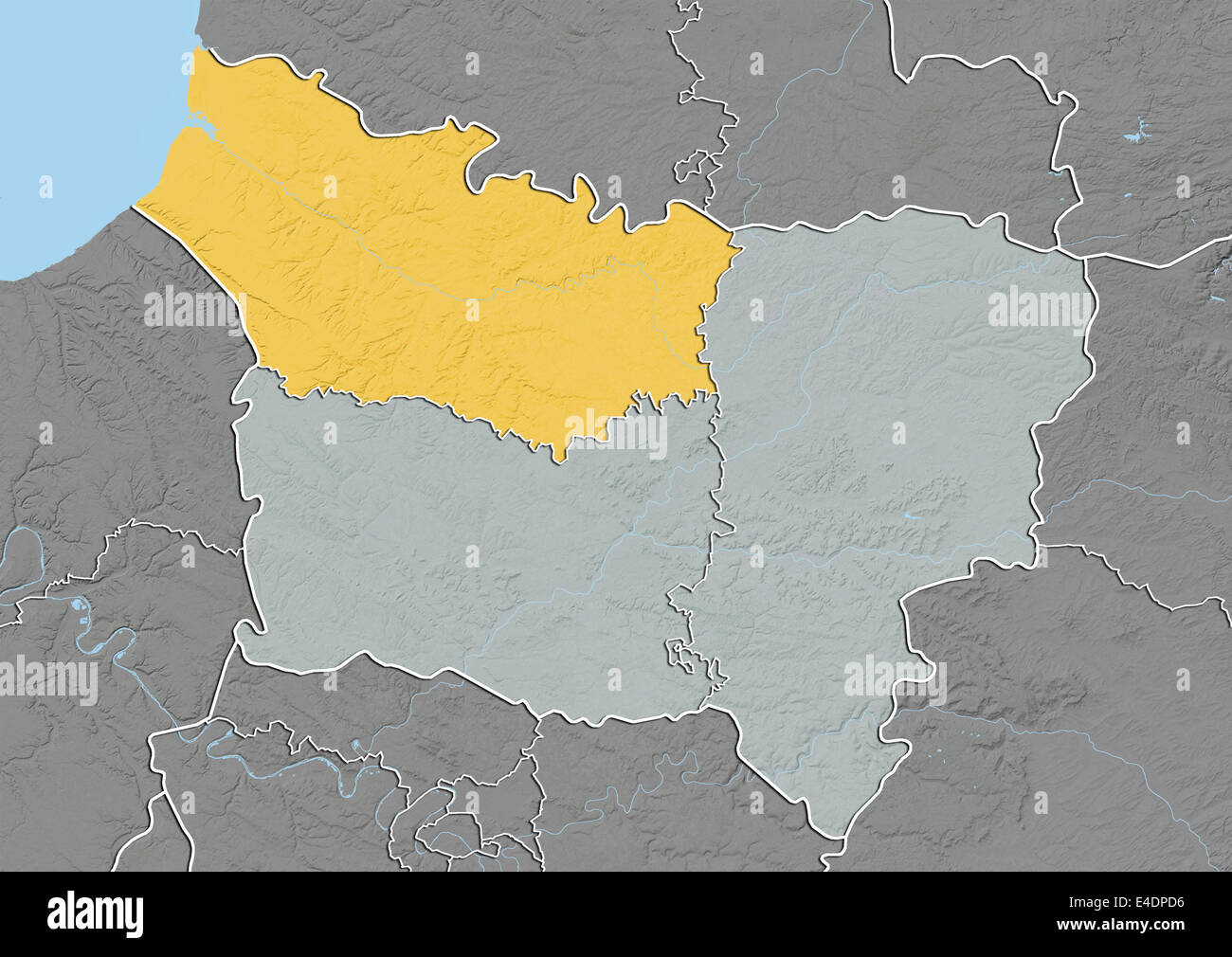 Departement de la Somme, France, carte en relief Banque D'Images