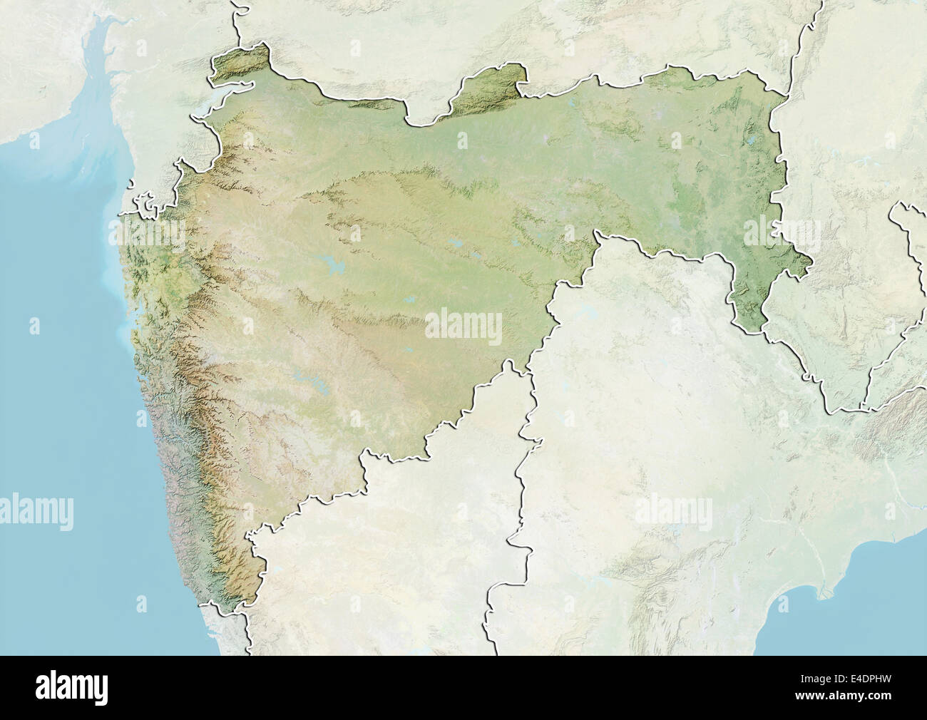 Etat de Maharashtra, Inde, carte en relief Banque D'Images
