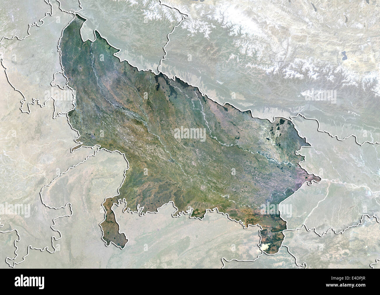 État de l'Uttar Pradesh, Inde, True Color Image satellite Banque D'Images