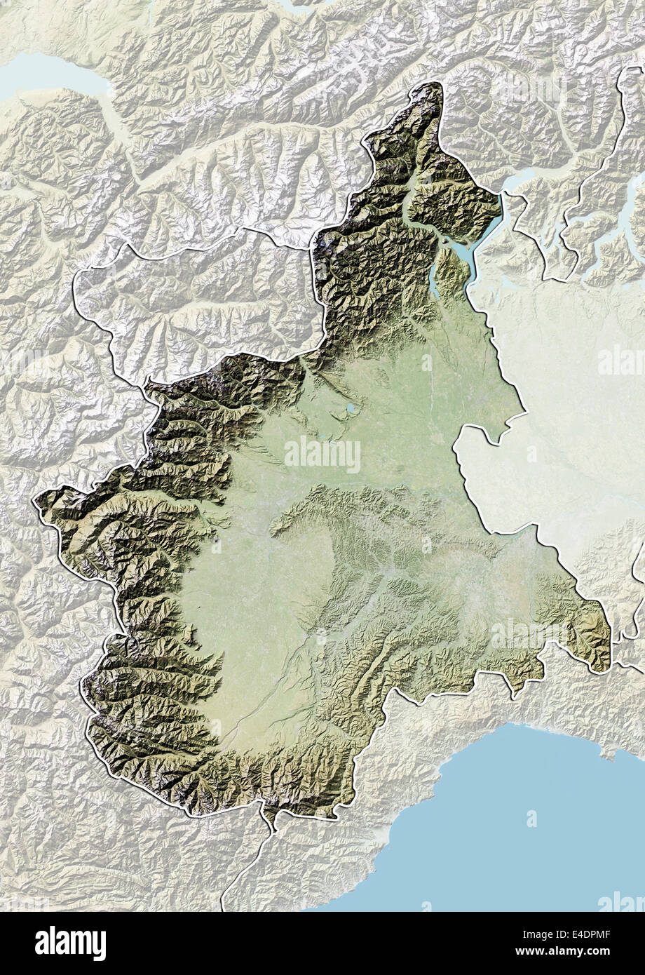 Région du Piémont, Italie, carte en relief Banque D'Images