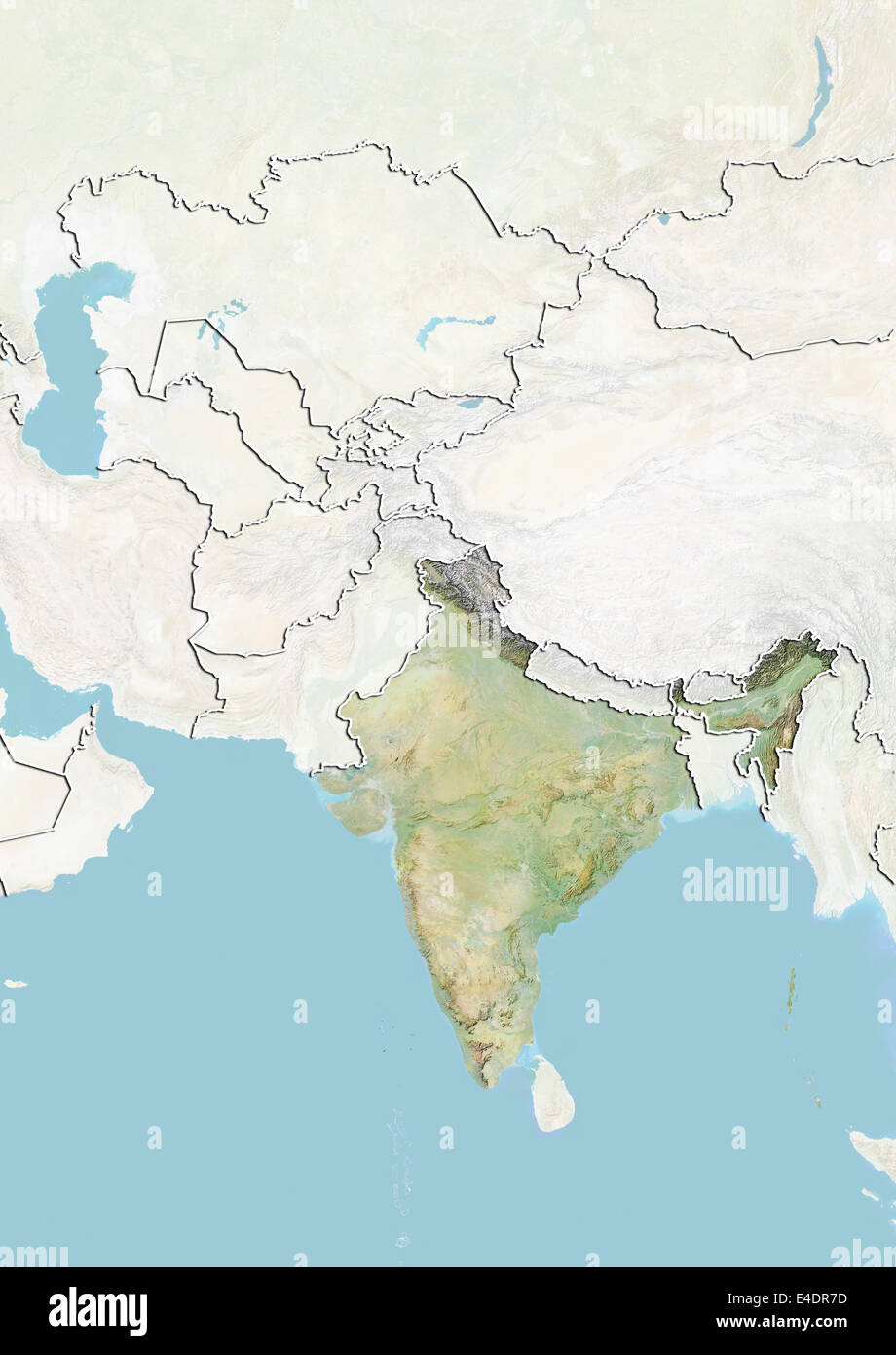 L'Inde, carte en relief Banque D'Images