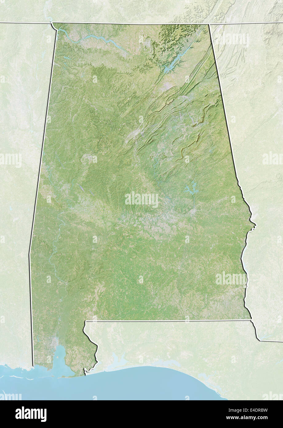 État de l'Alabama, United States, carte en relief Banque D'Images