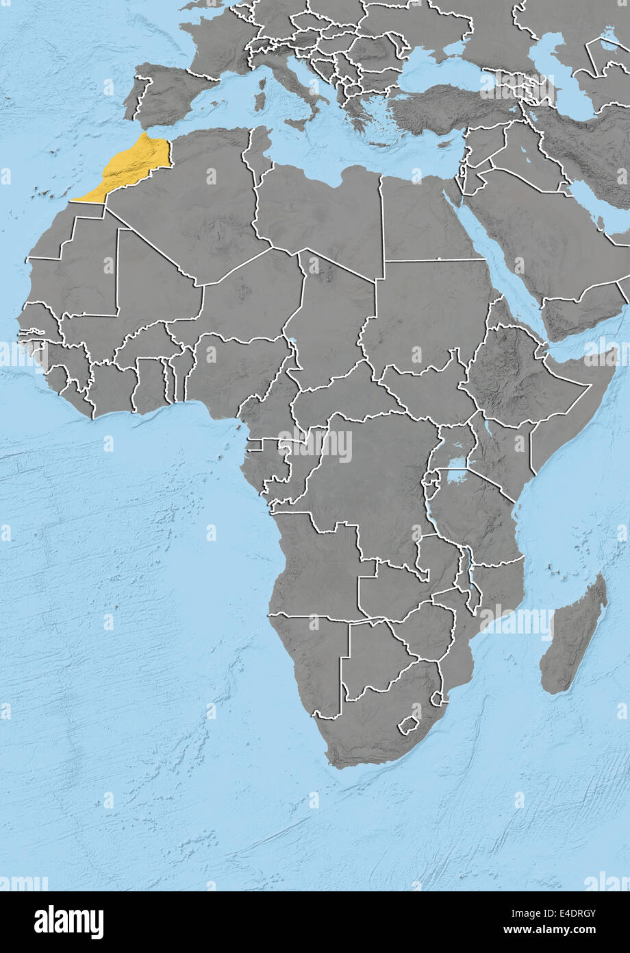 Le Maroc, carte en relief Banque D'Images