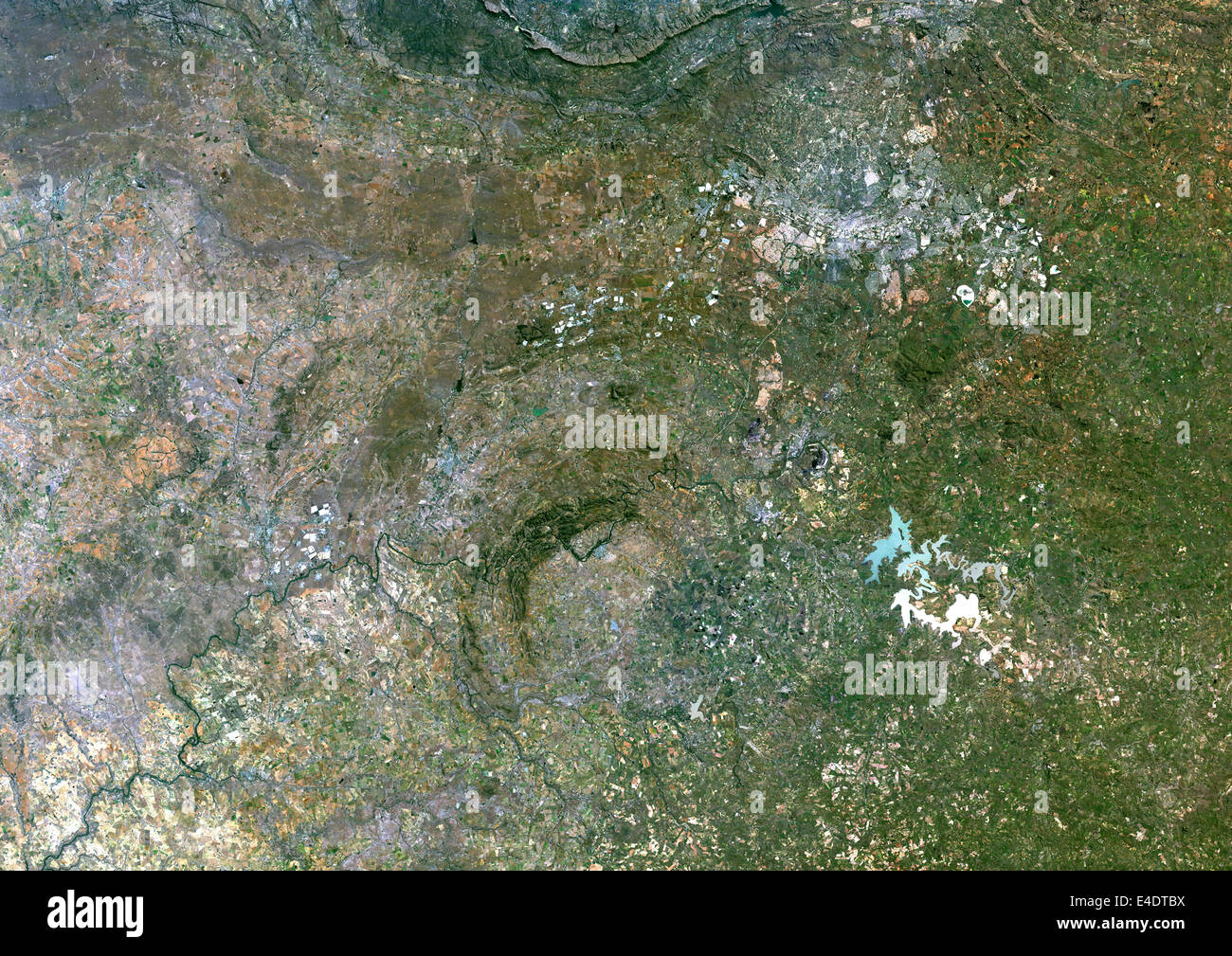 Cratère d'impact de météorites de Vredefort, Afrique du Sud, True Color Image satellite. La couleur vraie image satellite de Vredefort struc impact Banque D'Images