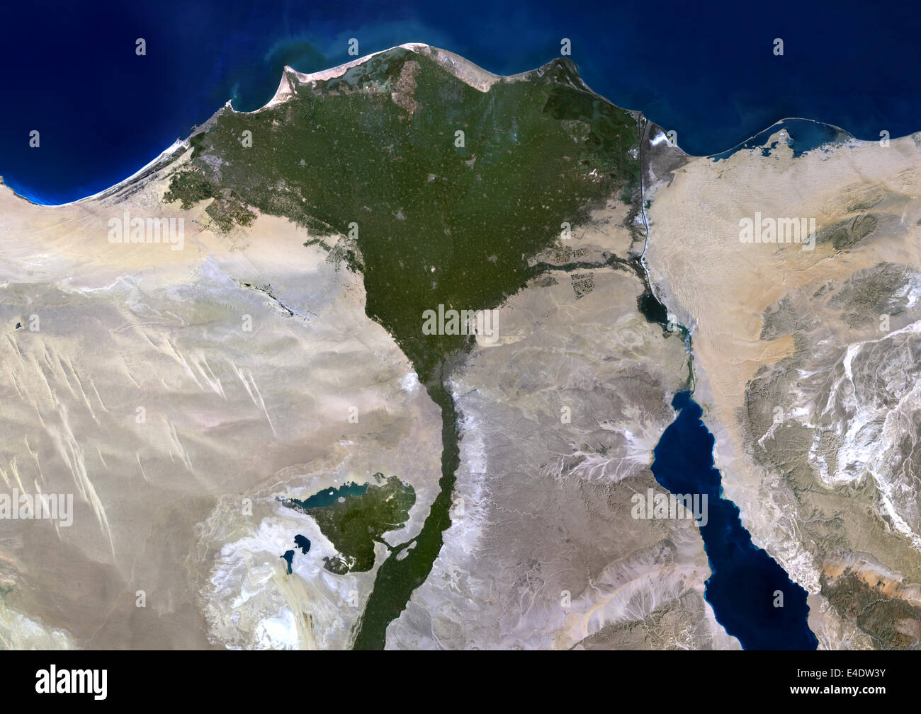 Delta du Nil, l'Egypte, True Color Image satellite. La couleur vraie image satellite du Delta du Nil. Il est formé dans le Nord de l'Egypte wh Banque D'Images