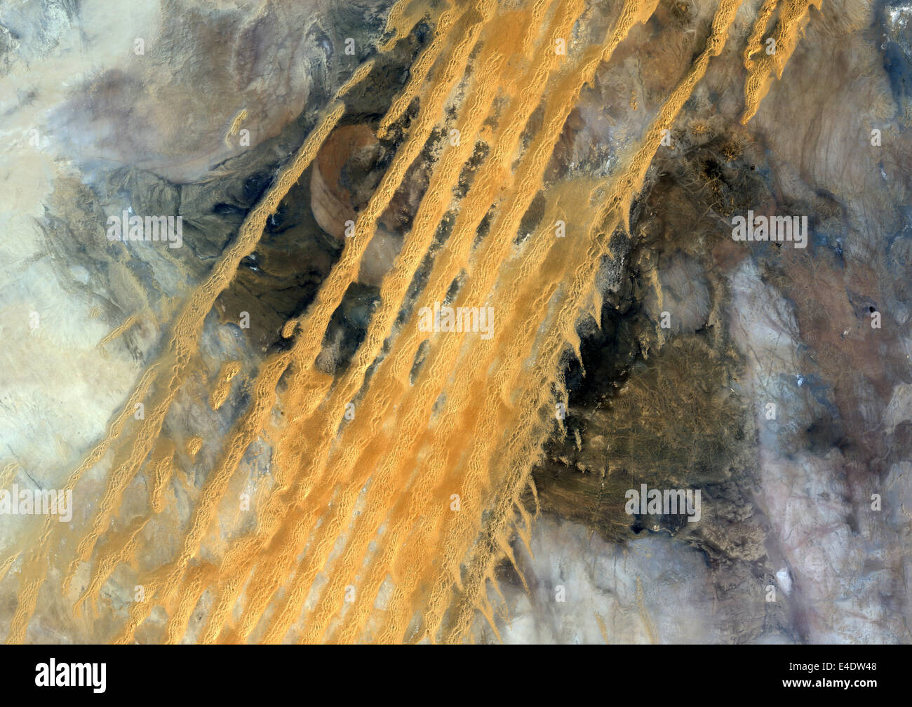 Désert Erg Iguidi, Algérie, True Color Image satellite. La couleur vraie image satellite de l'Erg Iguidi, un désert de sable entre Algeri Banque D'Images