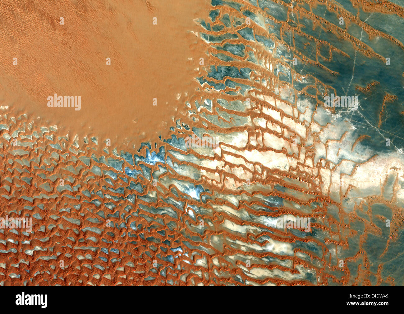 Désert du Rub Al Khali, l'Arabie saoudite, True Color Image satellite. Rub Al Khali, un désert de sable au sud-est de l'Arabie saoudite du sable ; Banque D'Images