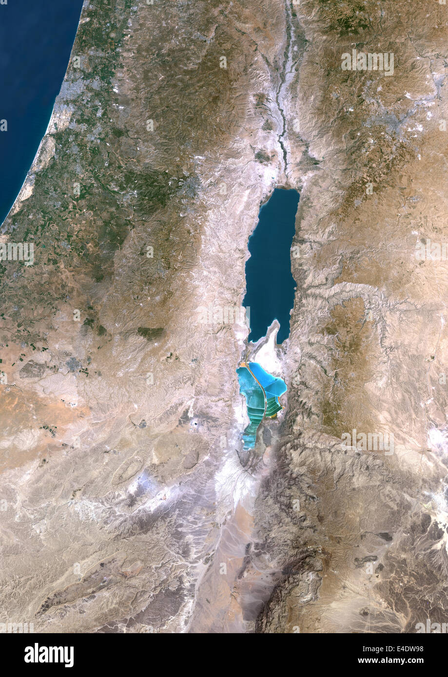 Mer Morte, Israël, Jordanie, True Color Image satellite. La mer Morte, Israël, Jordanie, true color image satellite. La mer Morte Un Banque D'Images