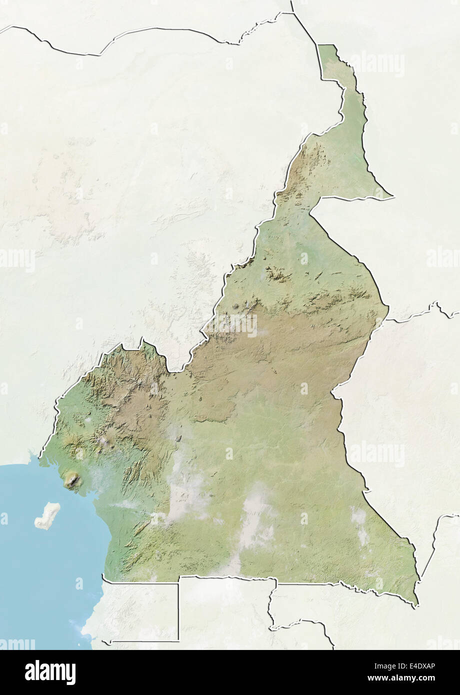 Cameroun Carte En Relief Avec Bordure Et Masque Photo Stock Alamy