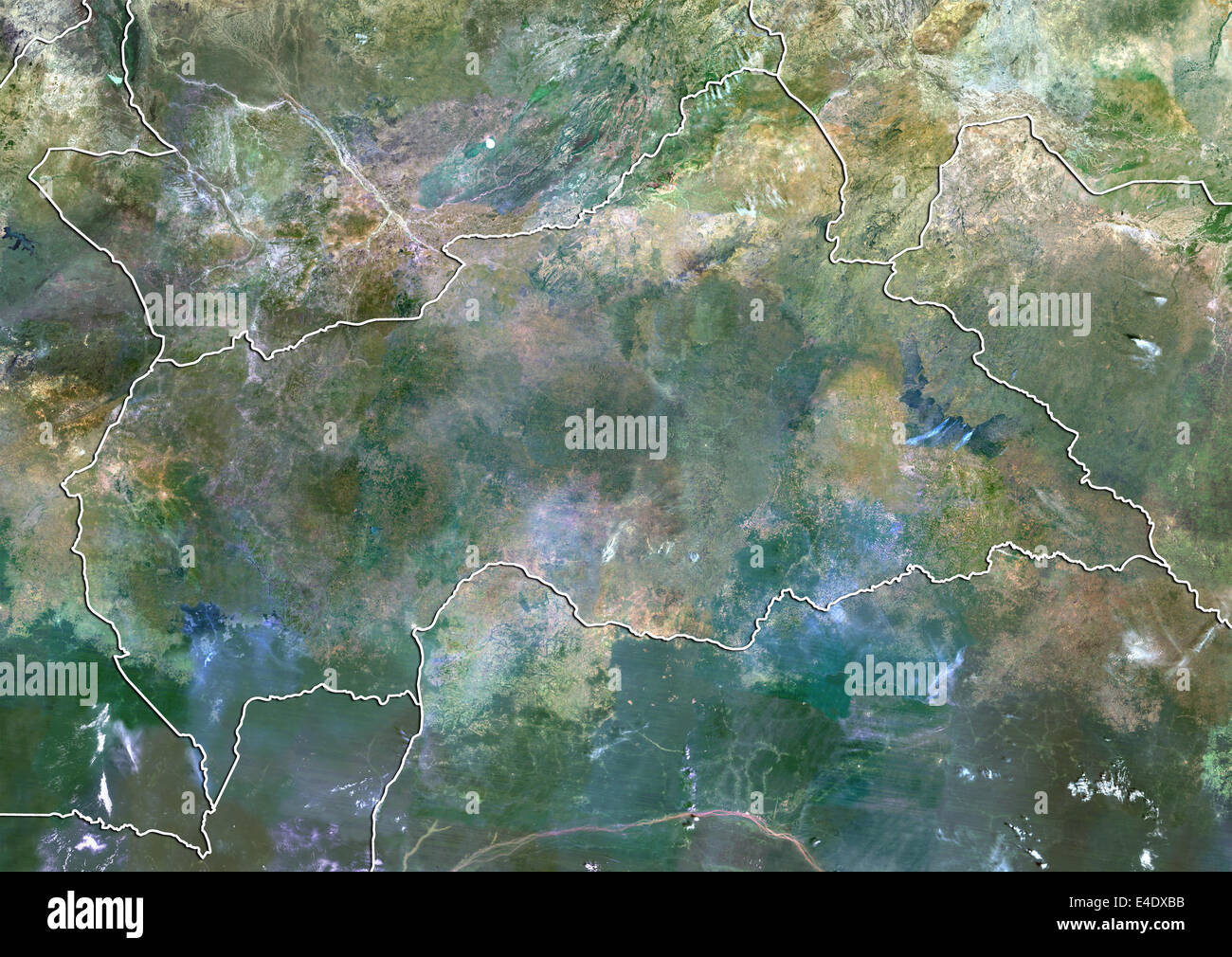 République centrafricaine, True Color Satellite Image avec bordure Banque D'Images