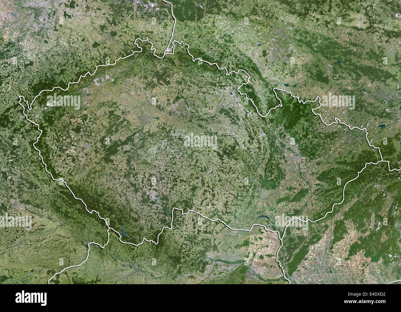 République tchèque, True Color Satellite Image avec bordure Banque D'Images