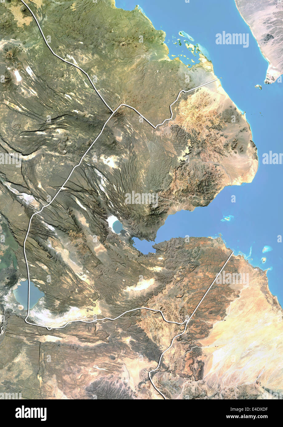 Djibouti, image satellite avec effet de choc, avec bordure Banque D'Images