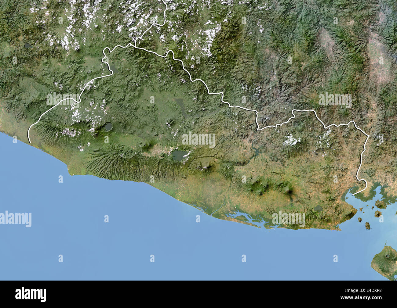 El Salvador, image satellite avec effet de choc, avec bordure Banque D'Images