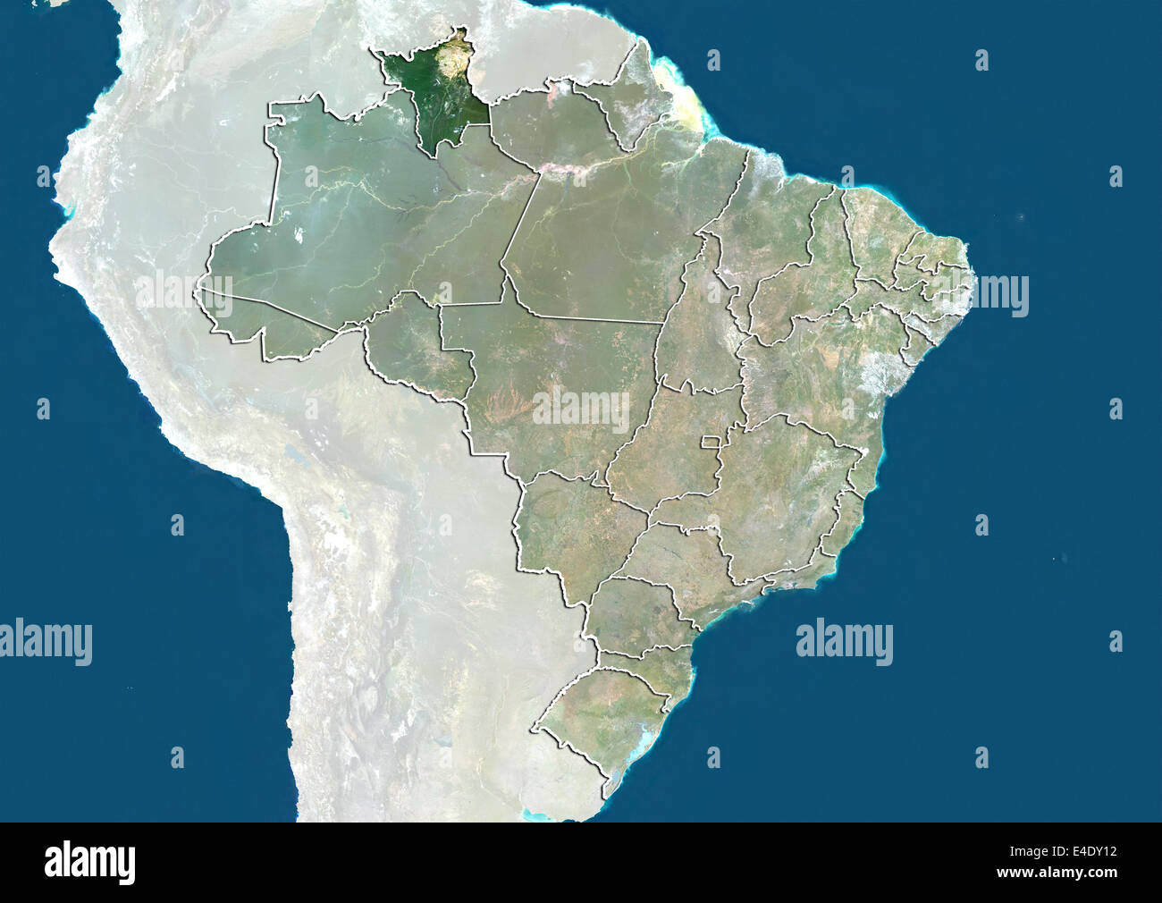 Le Brésil et l'État de Roraima, True Color Image satellite Banque D'Images