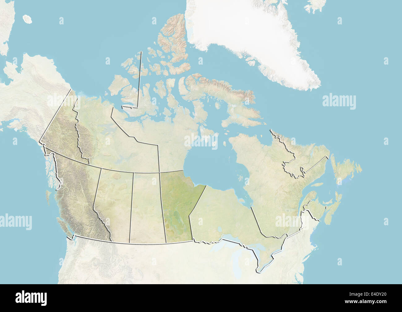 Le Canada et la Province du Manitoba, carte en relief Banque D'Images