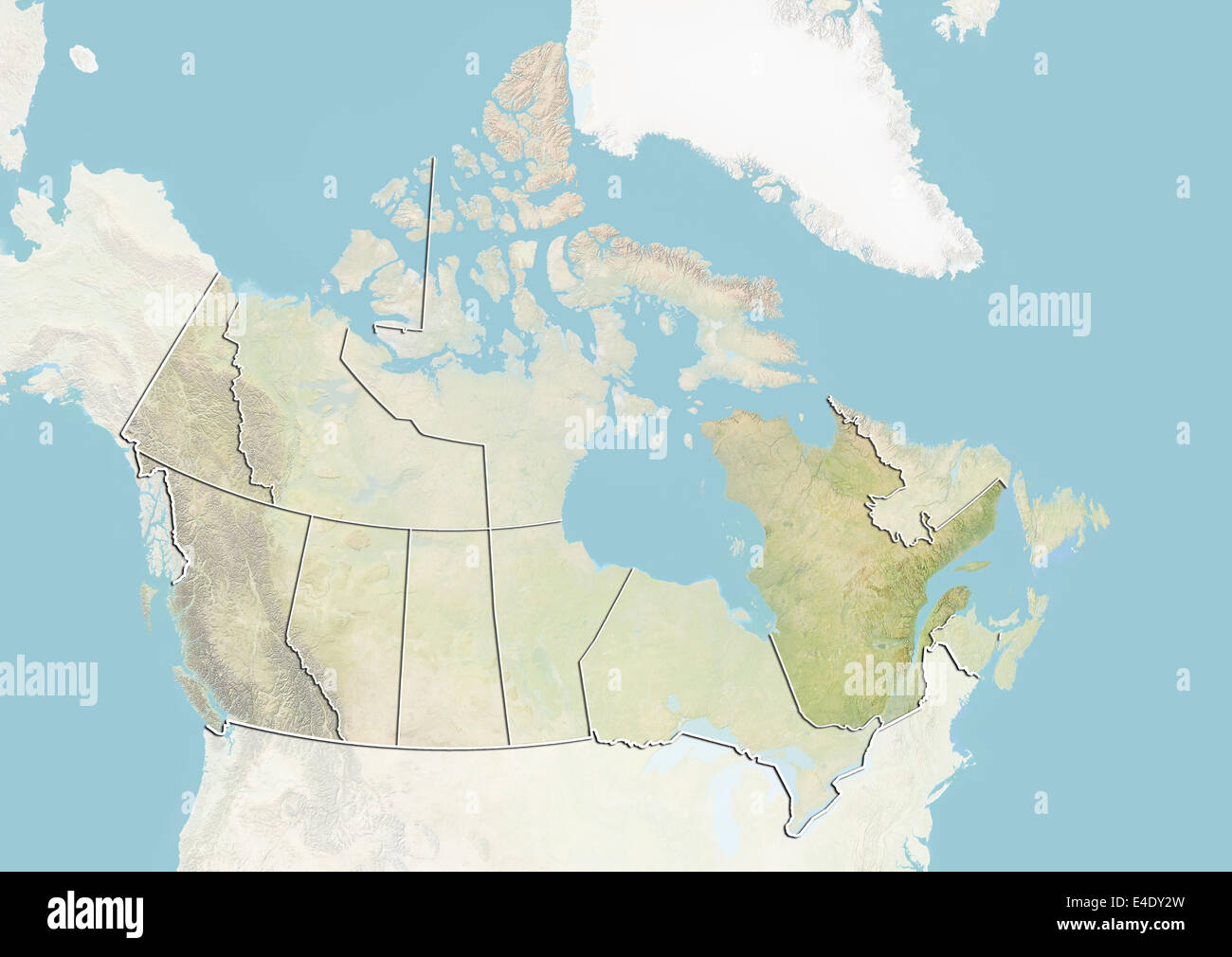 Le Canada et la province de Québec, carte en relief Banque D'Images