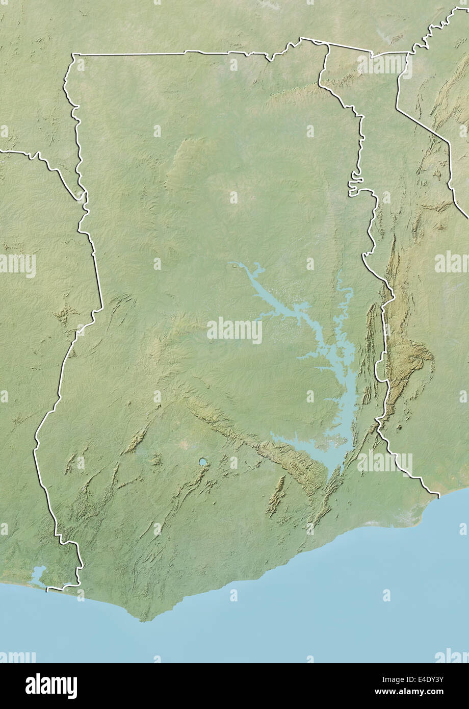 Le Ghana, carte en relief avec bordure Banque D'Images