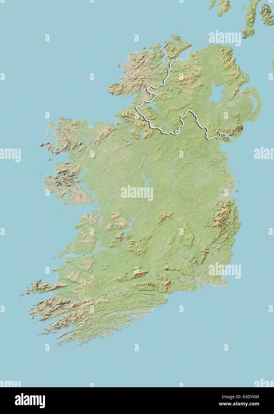 L'Irlande et l'Irlande du Nord, carte en relief avec bordure Banque D'Images