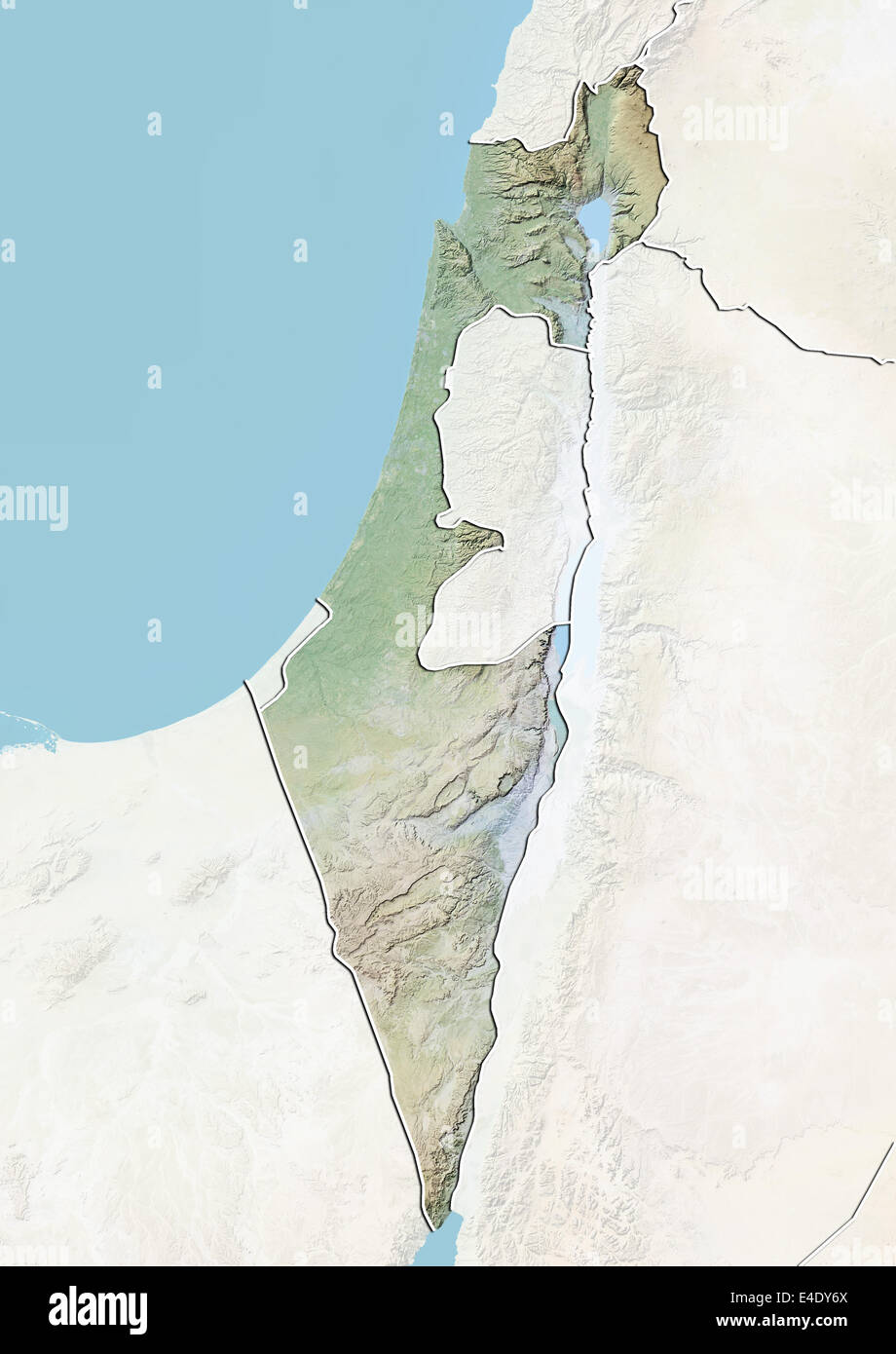 Israël, carte en relief avec bordure et masque Banque D'Images