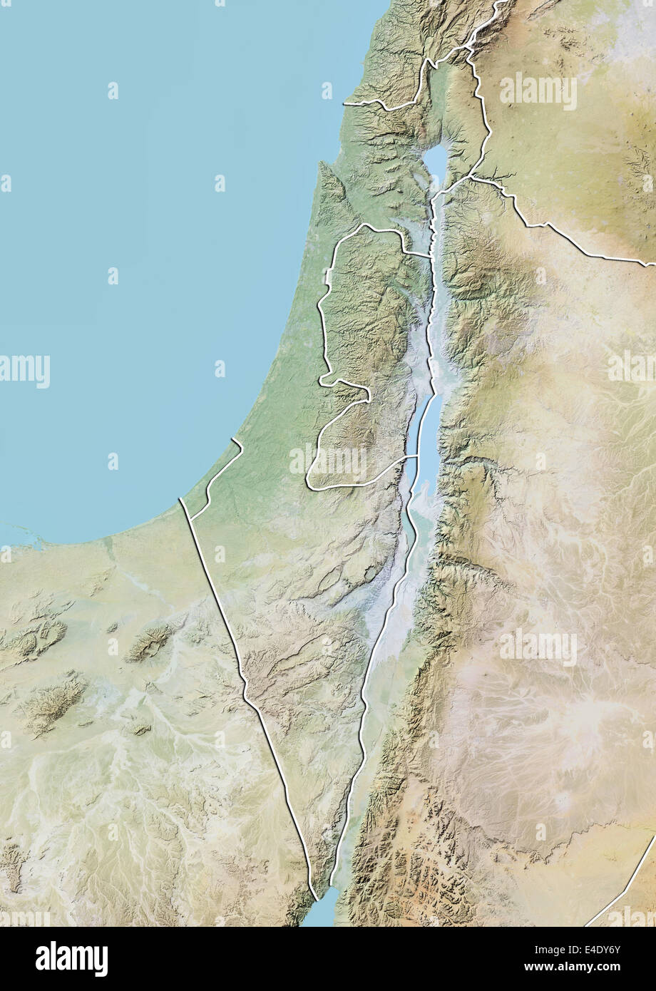 Israël, carte en relief avec bordure Banque D'Images