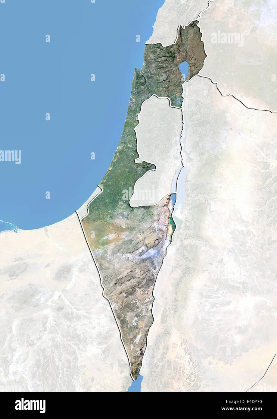 Israël, image satellite avec effet de choc, avec bordure et masque Banque D'Images