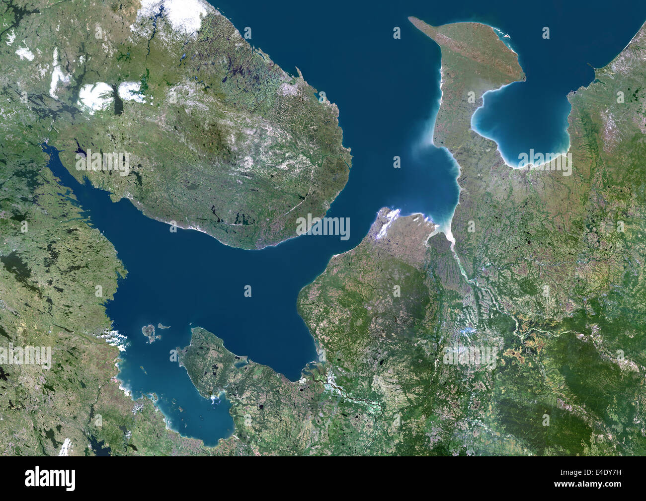 La Russie, de la mer Blanche, True Color Image satellite. La couleur vraie image satellite de la mer Blanche, un bras de la mer de Barents (en pour Banque D'Images