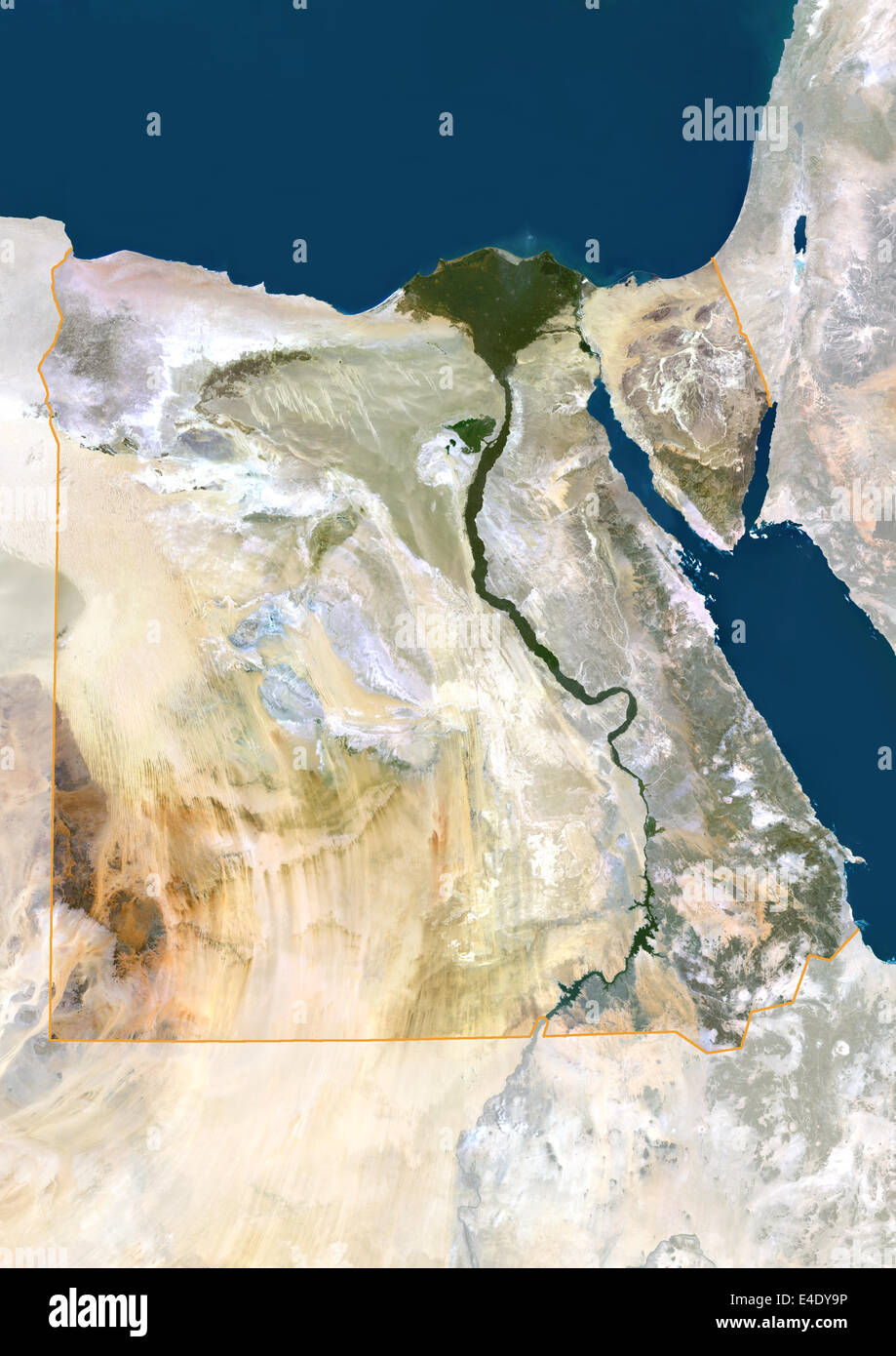 L'Égypte, True Color Satellite Image avec masque et frontière. L'Égypte, true color satellite image avec masque et frontière. Nord est à à Banque D'Images