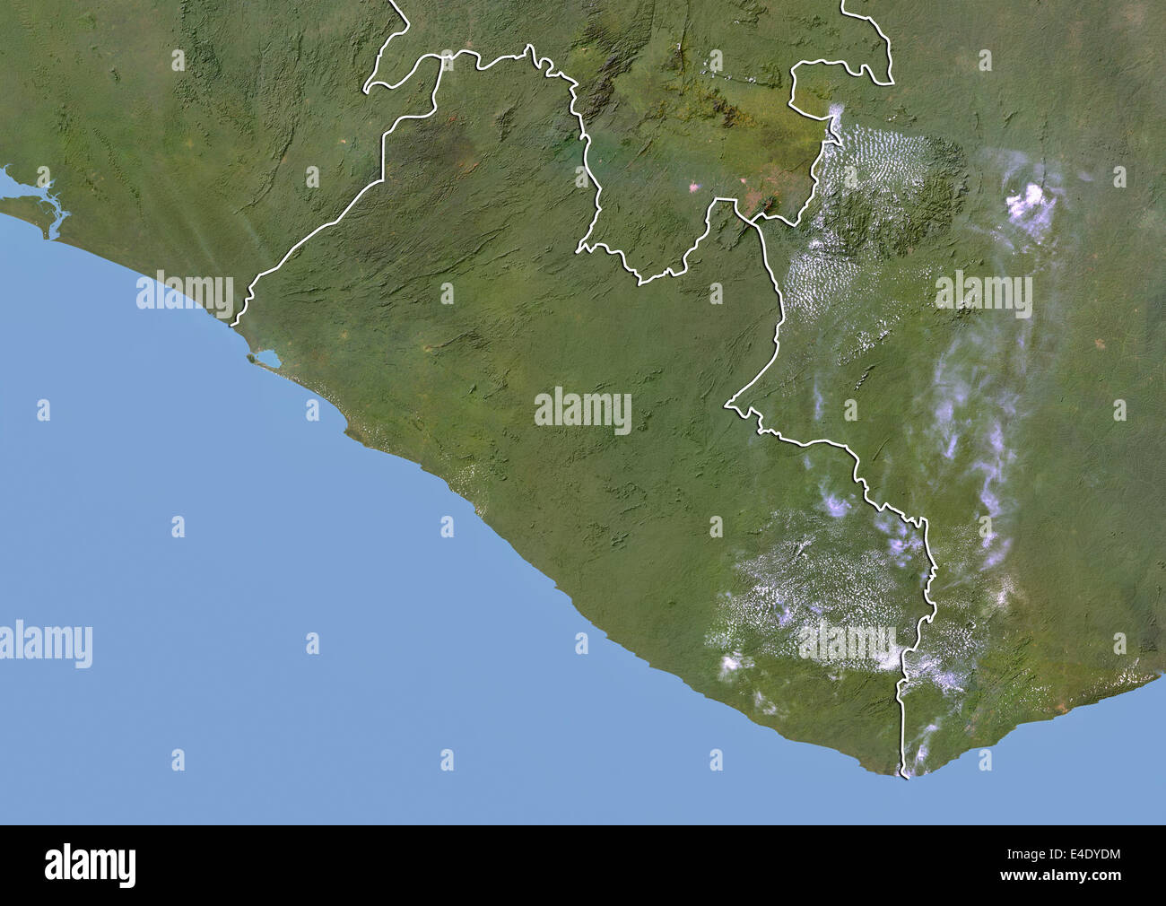 Le Libéria, image satellite avec effet de choc, avec bordure Banque D'Images