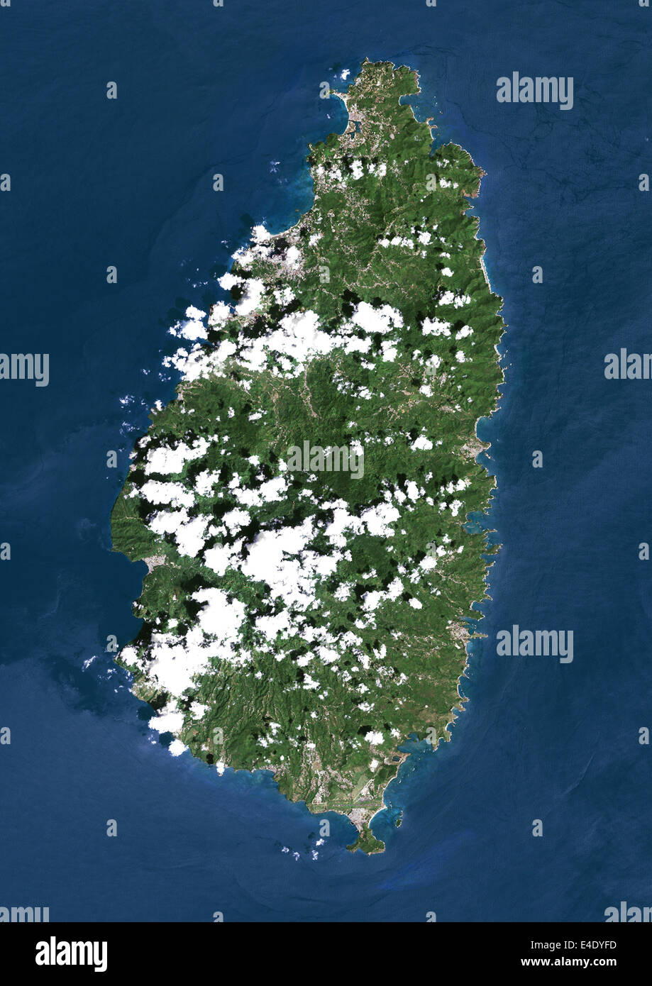 Saint Lucia, True Color Image satellite. Saint Lucia, true color Image satellite prise le 16 octobre 2000, par le satellite Landsat 7 sa Banque D'Images